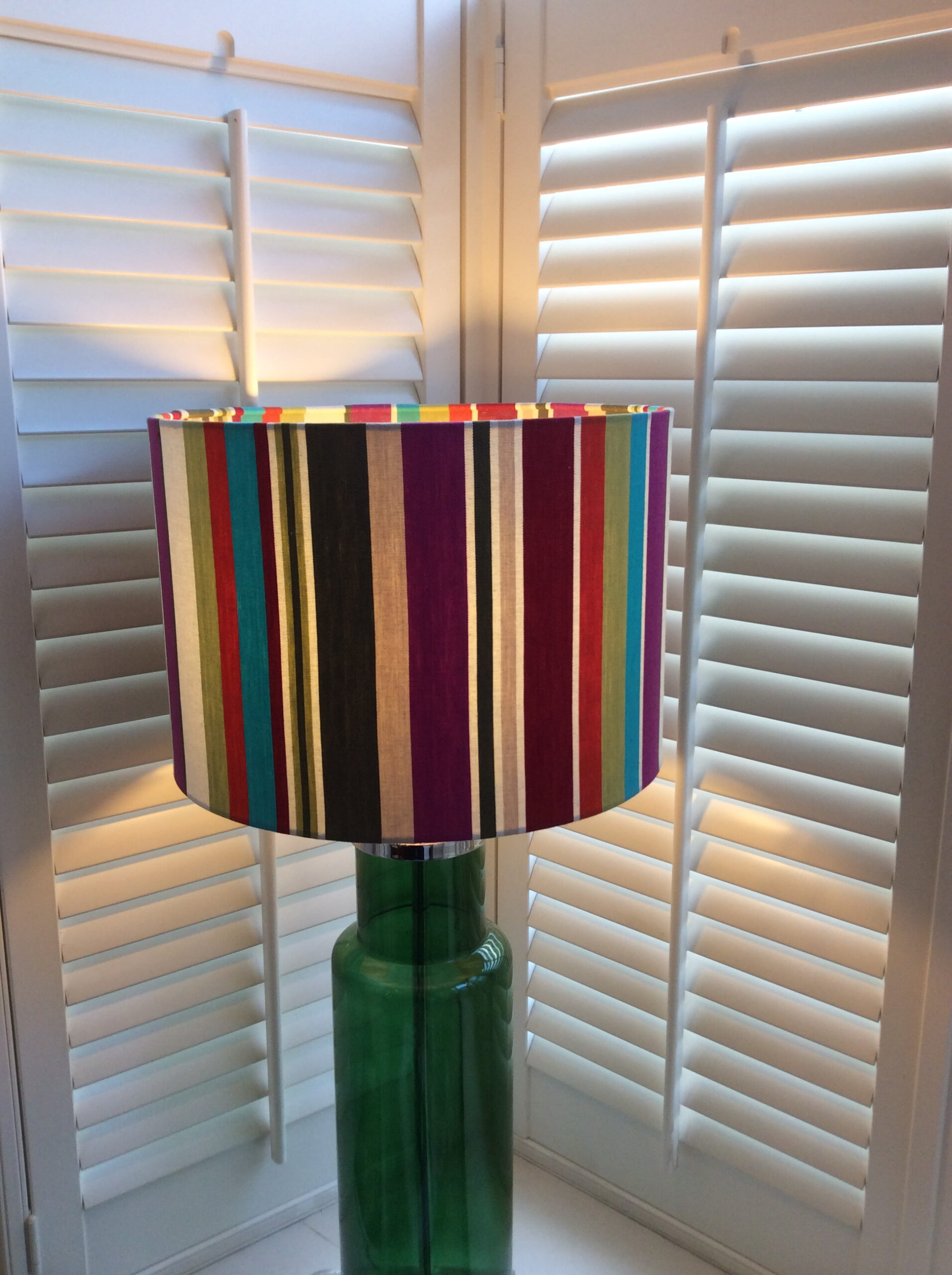 Country Style Multi Coloured Stripe, Multi Coloured Glass Lamp Shades