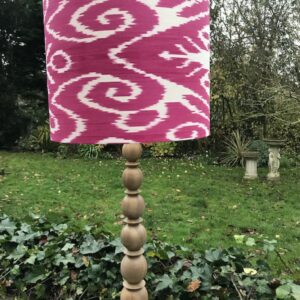 Cerise Pink & Ivory Ikat with Matching Lamp Base