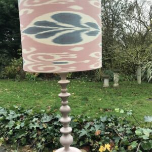 Dusky Pink with Duck Egg Blue Ikat design with Matching Lamp Base