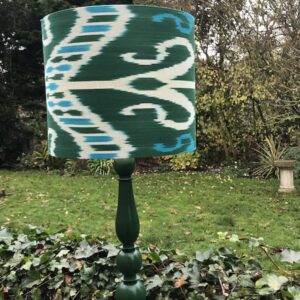 Dark Green & Turquoise Ikat with Matching Lamp Base