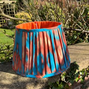 Turquoise & Orange IKAT pleated lampshade