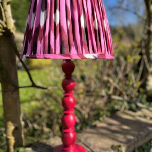 Pink, Red & Mulberry Pleated Ikat Design with White Linen Interior