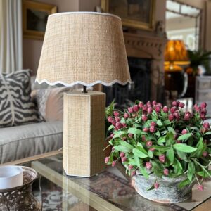 Natural Raffia Lampshade and Lamp Base - in Ivory