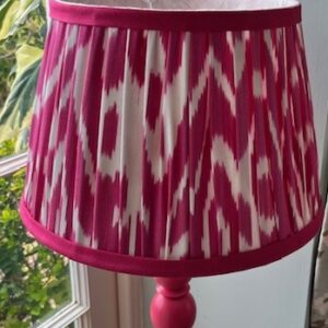 Cerise Pink Pleated Ikat Design with White Linen Interior