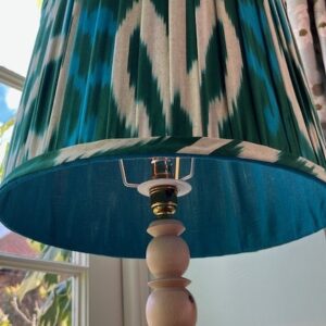 Turquoise and Green Pleated Ikat Design with Turquoise Interior